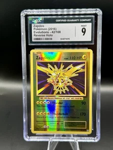CGC 9 Zapdos Reverse Holo #42 XY Evolutions Pokemon 2016 ENGLISH Mint - Picture 1 of 2