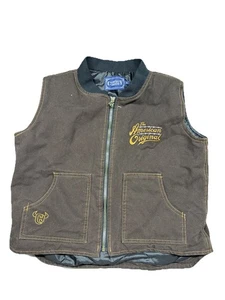 VTG Cowboy Hardware Quilted Brown Canvas Vest Western Bronc Rodeo Kid's Size XL - Picture 1 of 17