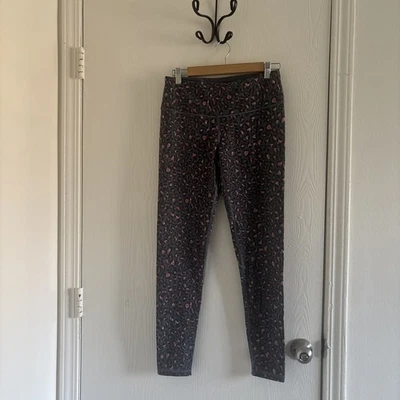 Victoria Sport Women’s Leggings Size M Gray Pink Leopard Print High Rise Stretch - Image 1 of 4