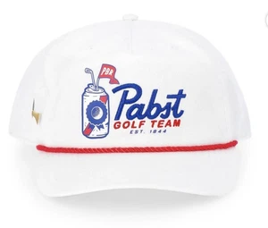 Pabst Golf Team Snapback Mütze weiß Seil Kappe PBR Bier Logo verstellbar NEU - Bild 1 von 2