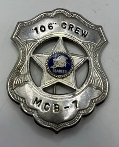 U.S. Navy Seabees Pin Badge Silver Color “106” Crew MCB-7 - Enamel Bee Star - Picture 1 of 4