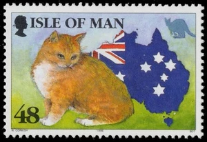ISLE of MAN 676 - Manx Cats "Australian Flag and Map" (pc26181) - Picture 1 of 1
