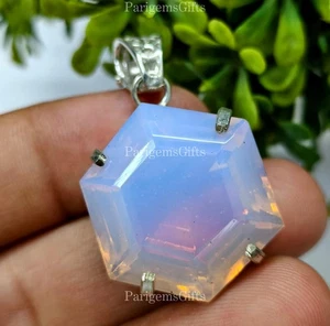 60+ Ct Neow Pink Opal Hexagon Cut German Silver Solitaire Loose Gemstone - Picture 1 of 5