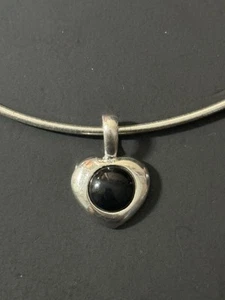 Vintage 925 Sterling Silver Black Onyx Pendant Necklace - Picture 1 of 18