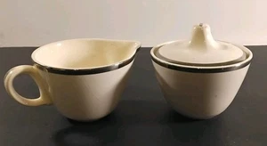 Vintage Creamer Sugar Bowl With Lid Salem Heirloom Platinum Band Set Of 2 - Picture 1 of 16