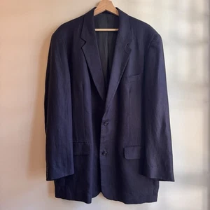 Vintage J.Crew Mens Navy Linen Blazer Made in the USA 90s 44L - Picture 1 of 7