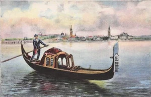 Venezia Gondola Linen Postcard - Bild 1 von 2