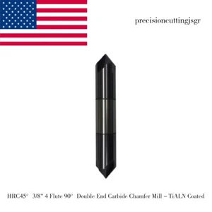 HRC45° 3/8" 4 Flauti 90° Doppia Estremità Carburo Smussatore Mulino - Rivestimento TiALN USA - Foto 1 di 2