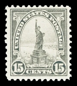 Scott 566 1922 15c Liberty Perforated 11 Flat Plate Issue Mint F-VF LH Cat $16 - Picture 1 of 1