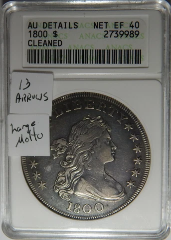 1800 ANACS AU DETAILS DRAPED BUST DOLLAR Cover