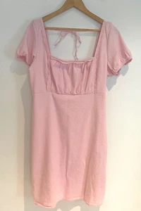 Hollister Abercrombie & Fitch Empire Waist Lined Dress Lace Trim Pink Size XL - Picture 1 of 3