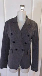 Chaqueta Blazer Banana Republic Mujer Talla 14 Doble Pecho Negro Blanco Ojo de Pájaro - Imagen 1 de 16
