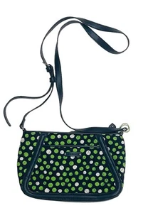 NUEVO Bolso bandolera de hombro Vera Bradley verde/blanco puntos de suerte - Imagen 1 de 1