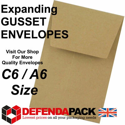 C6 GUSSET EXPANDING PAPER ENVELOPES POSTAL PEEL & SEAL MANILLA 162 x 114 x 25mm - Image 1 of 2