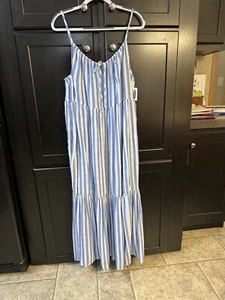 Old Navy Women's Blue White Striped Strappy Sleeveless Smocked Dress Size XL NWT - Picture 1 of 12