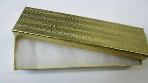 12pcs Gold Foil Cotton Filled Gift Boxes Jewelry Cardboard Box 8" x 2 1/4" x 1" - Picture 1 of 2