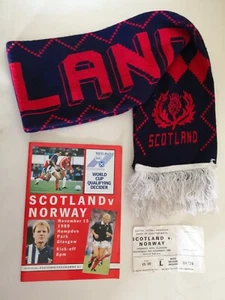Scotland v NORWAY Program + match ticket + scarf 1989 World Cup Qualifier - Picture 1 of 8
