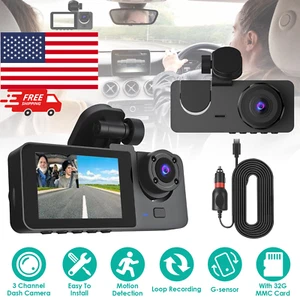 3 Channel Dash Cam 1080P Front+Inside+Rear Car Camera G-Sensor Parking USA - Picture 1 of 12
