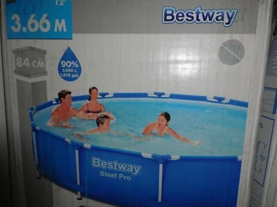 BESTWAY STEEL PRO 366 x 84cm Pool Schwimmbad mit Filterpumpe Bad Wasser Neu OVP  - Bild 1 von 3