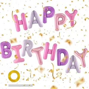 Balloons Birthday Party Decor 13pcs 16 Inch Mylar Foil Letters Pink Purple - Picture 1 of 7