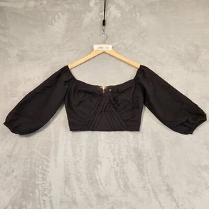 Sheike Top Womens 6 BLACK Cropped Elastic SLEEVE REAR ZIP RAYON NYLON - Picture 1 of 9