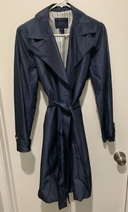 “Pink Tartan” Blue Trench Rain Coat Size 10 Belted With 2 Side Pockets - Picture 1 of 11