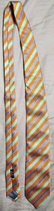 J Z Richards Men's Orange Green Striped Tie All Silk Handmade in USA - Picture 1 of 7