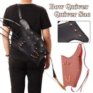 Traditional Recurve Bow Bag Case Arrow Quiver PU Leather Archery Longbow Hunting - Picture 1 of 16