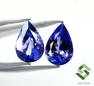 9x6 mm Certified Natural Tanzanite Pear Cut Pair 2.53 CTS Loose Gemstones - Picture 1 of 8