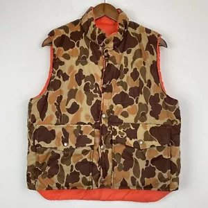 Vintage Sportsman’s Choice size Small Camo/Orange Puffer Reversible Hunting Vest - Picture 1 of 18