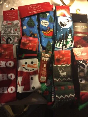 Gold Toe St Nicholas Men Holiday Socks New Tags Snowman Trees Reindeer Santa - Image 1 of 4