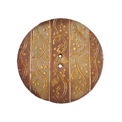 Button Antique - Mother of Pearl Tint And Engraved - 31 MM - 19th C.-carved & - Image 1 of 4