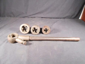 Vintage Toledo 3/4" 1/2" 3/8" pipe dies with ratchet. USA - Picture 1 of 7