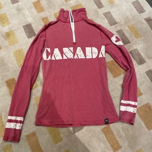 Neve Canada Ski Outdoor 1/4 Zip Red Silk Wool Base Layer Xs Euc - Picture 1 of 11