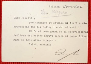 C1586-POLITICA, AUTOGRAFO ALDO OVIGLIO A PAOLO POLETTI, BOLOGNA PER RAVENNA,1939 - Picture 1 of 2