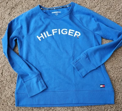 复古 Tommy Hilfiger 运动运动衫女式大号蓝色拼色 — 第 1/4 张图片