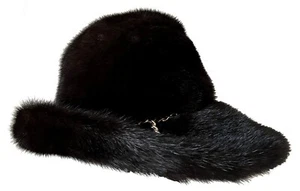 Mahogany MINK Fur Hat, Women's Ranch Vintage Fedora, Dark Brown Hat for Coat - Picture 1 of 10
