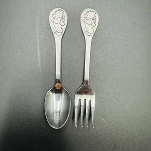 Tommee Tippee Baby Fork and Spoon Set Winnie the Pooh 5.5 Inches Long "Japan" - Picture 1 of 6
