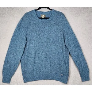 TIMBERLAND Sweater Mens XL Blue Pullover Preppy Comfy 100% Lambs Wool Ribbed Hem - Picture 1 of 7