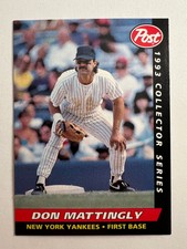 1993 Post Cereal DON MATTINGLY Food Issue Card #12 New York Yankees
