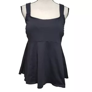 Lands End Schwimmen Top Neu mit Etikett Medium 10 12 schwarz quadratischer Ausschnitt Regal BH breite Träger - Bild 1 von 6