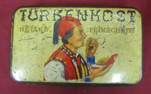 WW2 ORIGINAL GERMAN SOLDIERS TOBACCO LITHO TIN BOX TURKENKOST - Picture 1 of 9