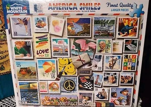White Mountain Lois Sutton/"AMERICA SMILES" 1000 Piece Puzzle LARGE PIECES NEW - Picture 1 of 6
