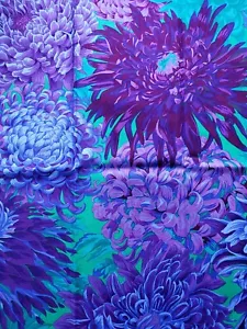 Philip Jacobs Kaffe Fassett FreeSpirit Fabric Japanese Chrysanthmum 21" x 44" - Picture 1 of 6