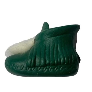 Stivaletto vintage '900 porcellana verde fatto a mano stile frange stivale vetro 3" x 2,75" - Foto 1 di 7