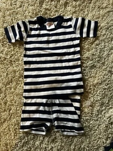 Hanna Andersson Size 4 100 Short John Pajama Set pJ Navy And White Striped - Picture 1 of 2