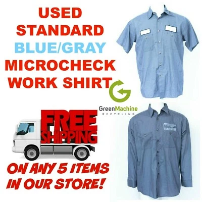 Used Work Shirts Cintas, Redkap, Unifirst, G&K Blue/Gray Microcheck - Image 1 of 3