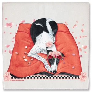 Windhund schwarz mit weiß Windhund Hund Blumen Küche Geschirrtuch Haustier Geschenk - Bild 1 von 1
