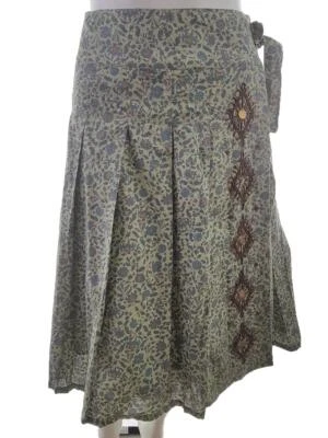 Cherokee  T. 12 (40) Verde Midi Falda línea A Algodón 100% Guijarros - Imagen 1 de 4