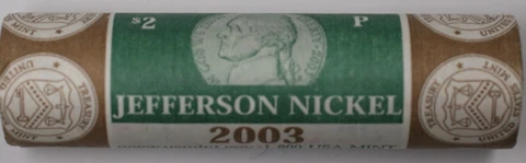 2003-P Jefferson Nickel $2 OBW Roll BU Brilliant Uncirculated Coins Cover